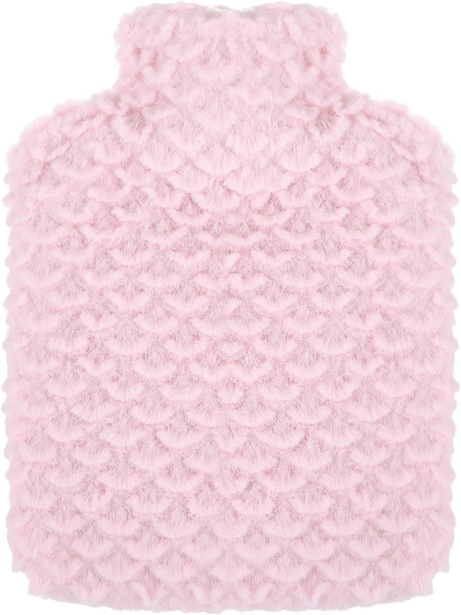 Warmwaterkruik met Fluffy Hoes - Lekvrije 500 ml Bedkruik voor Kinderen en Volwassenen, Wasbare en Verwijderbare Kruik voor Comfort en Warmte