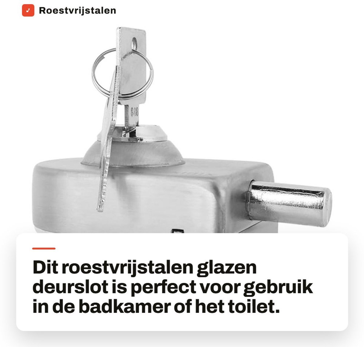 Dailygoods- Deurslot Roestvrij Staal - Glazen Deurslot - Badkamerdeurgrendel - Slaapkamerdeur - Eenvoudige Installatie - Geschikt voor 10-12 mm Dikke Deuren - Glazen Slot
