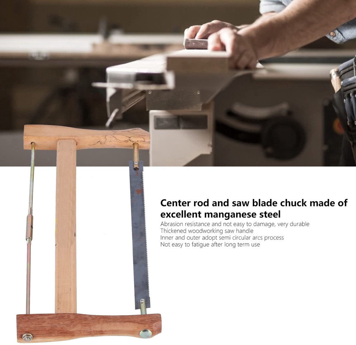 Dailygoods- Kaderzaag Hoogwaardig Teakhout - Draagbare Handzaag - Slijtvast Mangaanstaal - Hout Snijgereedschap - Gemakkelijk te Gebruiken - Fijn Gepolijst Oppervlak