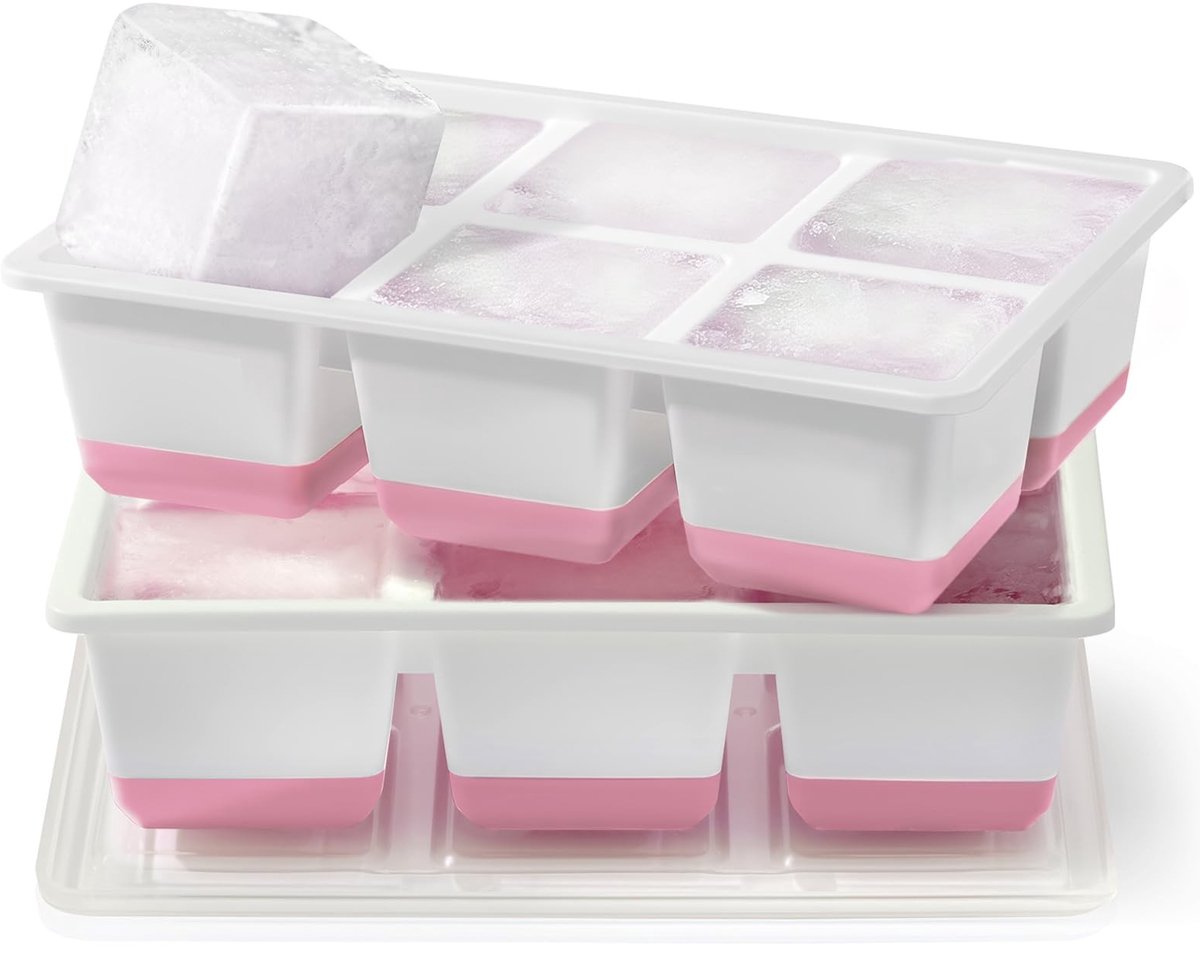 Dailygoods- IJsblokjesvorm XXL - IJsblokjesvorm met Deksel - Ijsklontjes Vorm Siliconen - BPA-vrij - 6 CM Groot - 12x 140 ml IJsblokjes - Ijsklontjesvorm