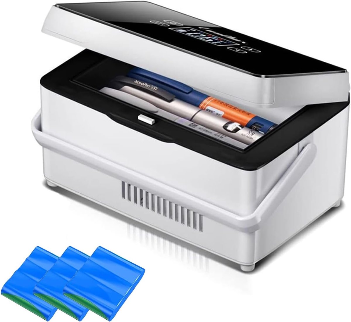 Yopyuenn Koelkast voor medicijnen, draagbaar, met 3 batterijen, mini-intelligente elektrische thermostaat, koeler - ShopVlot