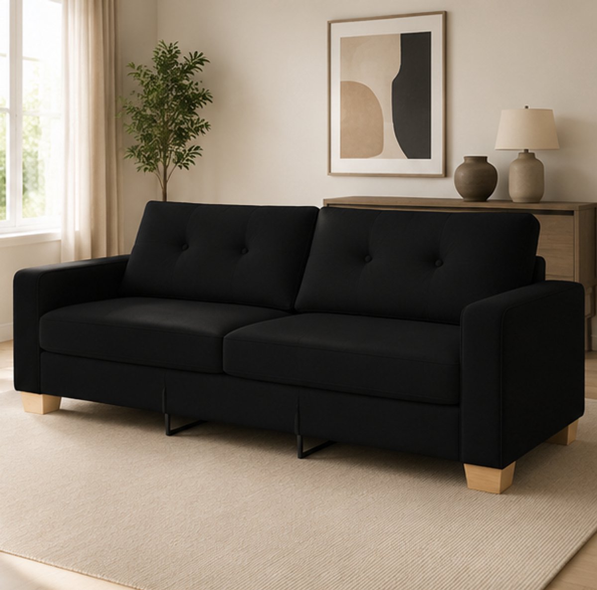 UrbanComfort Luxe 3-Zitsbank – Moderne - Zwart - Novihome