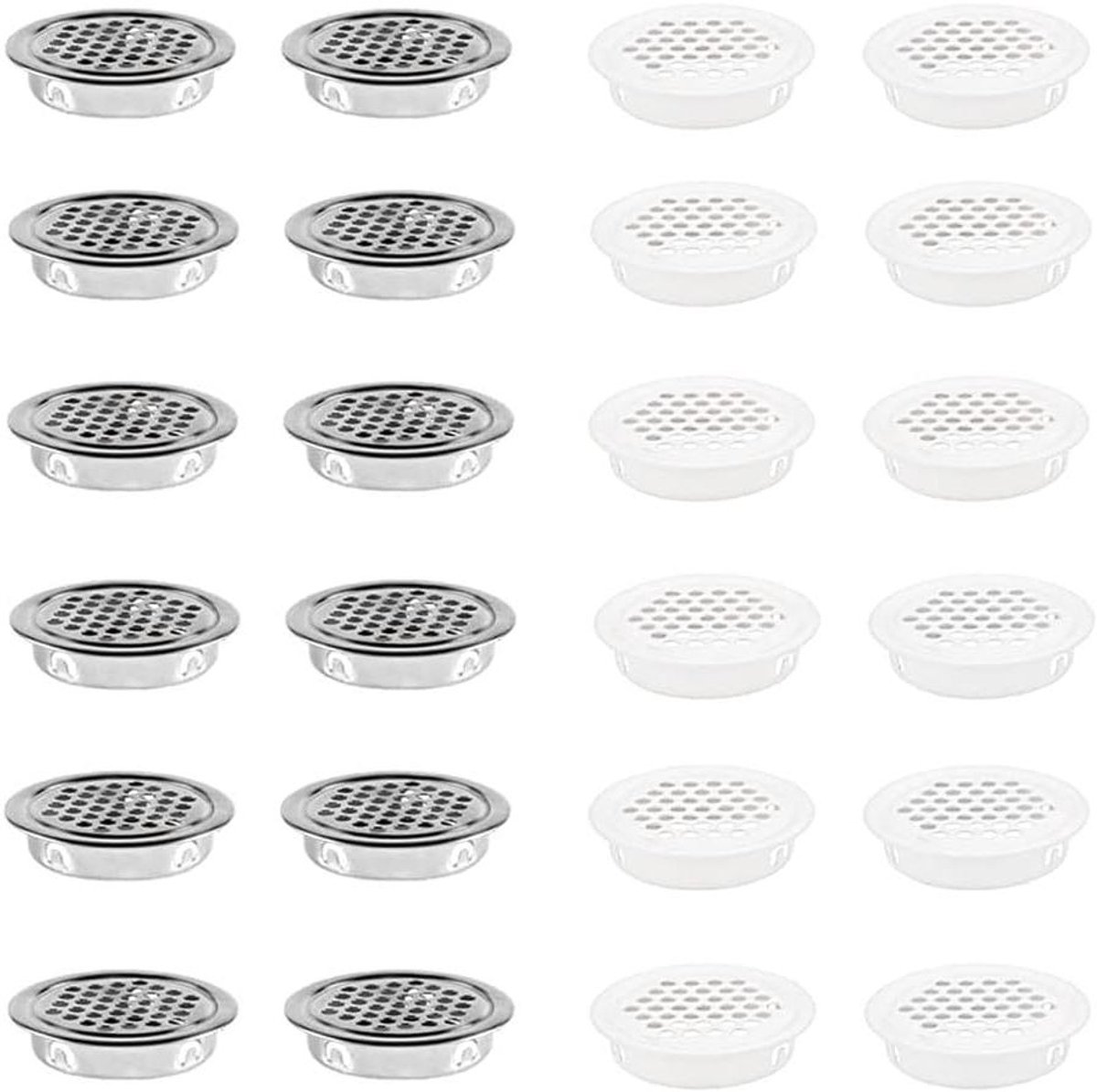 Ventilatieroosters Rond - Ontluchtingsgaten - Meubels Ventileren - Honingraat Ontwerp - 24 Stuks - Wit