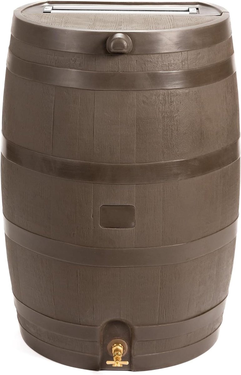 Regenton Vulautomaat - Water Opslagvat - Tuin Besproeien - Authentieke Eikenlook - 220 Liter - Bruin
