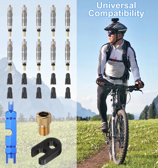 Fietsventiel Set - Frans Ventiel - Banden Onderhoud - Universele Compatibiliteit - 23 Delig - Aluminium — afbeelding 4