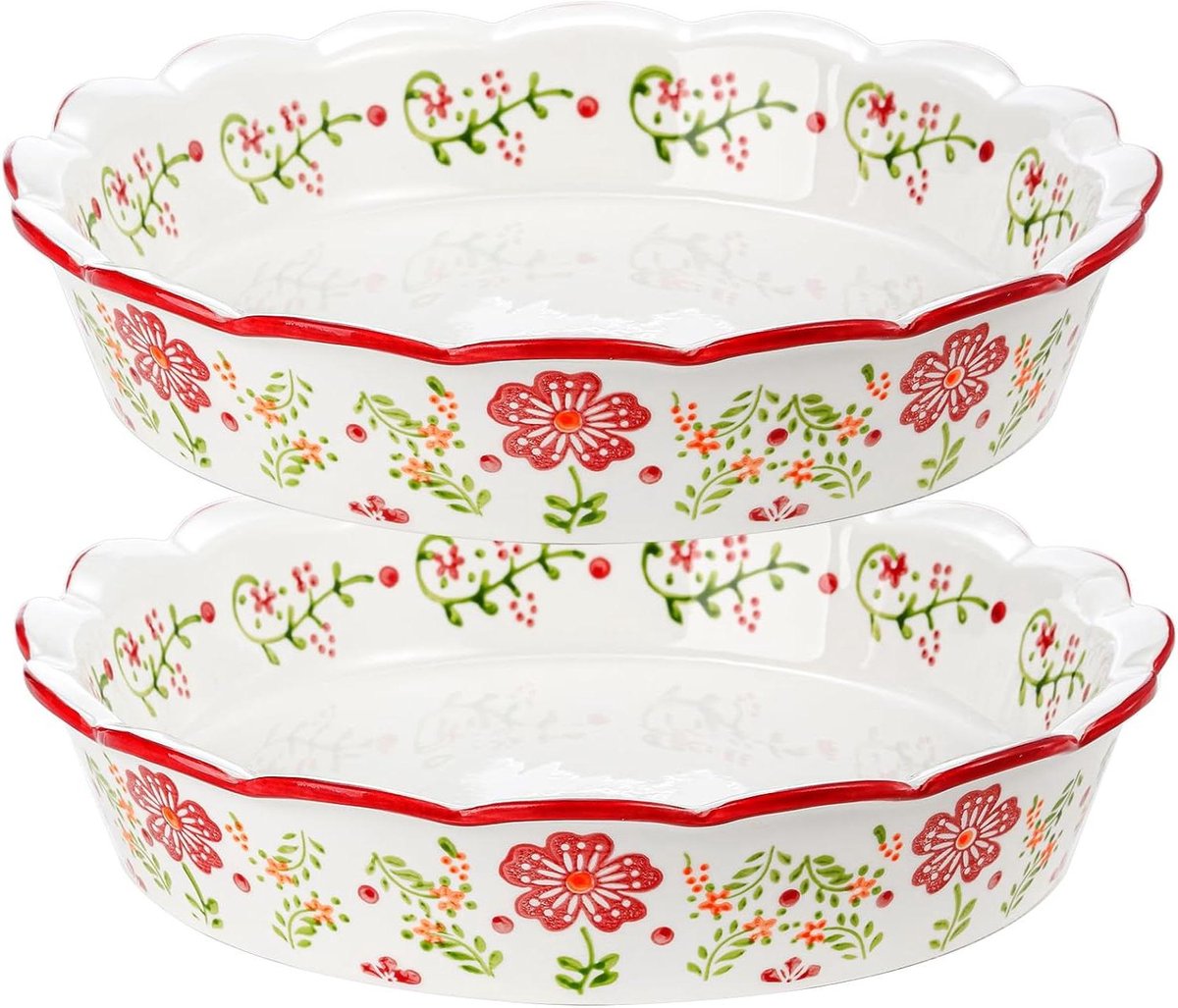 Keramische Taartplaten - Bloemen Patroon - Desserts Bakken - Antiaanbaklaag - 20 cm Diameter - Multicolor