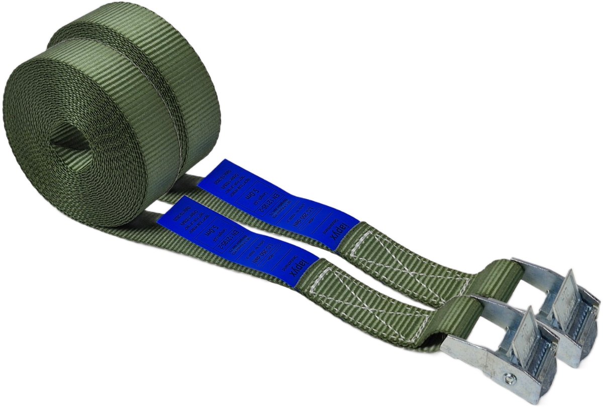BCF-Products - Spanbanden - 5 meter - 2 stuks - Groen - Sjorband - Spanriem - Bindriem - met Gesp