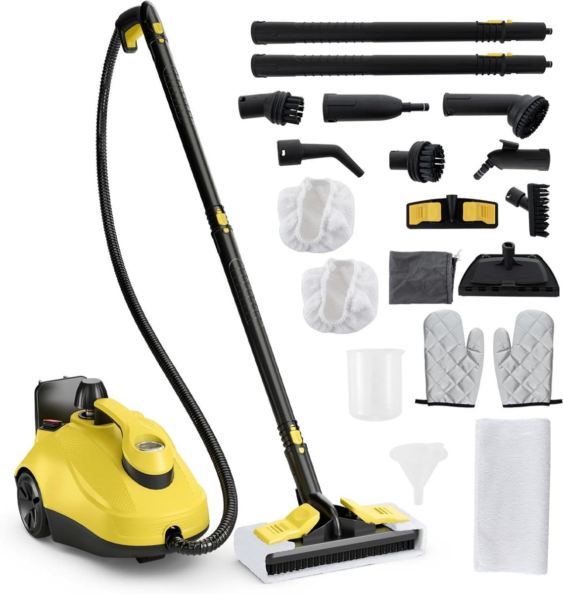 Stoomreiniger - Hogedrukreiniger - Dieptereiniging Huis - 160℃ Hoge Temperatuur - 18 Liter Tank - Wit Geel