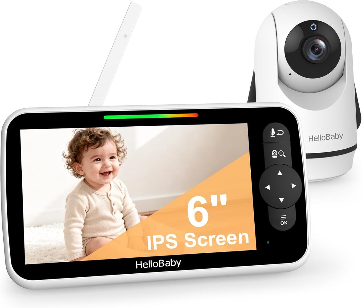 Thijox - 6-Inch Babyfoon met Camera en Audio, Groot Scherm, 4000 mAh Batterij, ECO Modus, Nachtzicht, Geen WiFi, Tweewegcommunicatie, 8 Slaapliedjes,