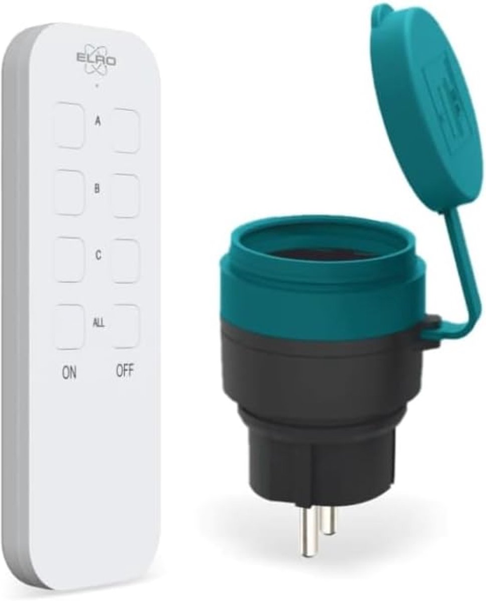 Thijox - Draadloze Schakelaar Set Voor Buiten - Slimme Stekker Met Afstandsbediening - Spatwaterdicht IP44 - 70m Bereik Voor Tuinverlichting en Appara