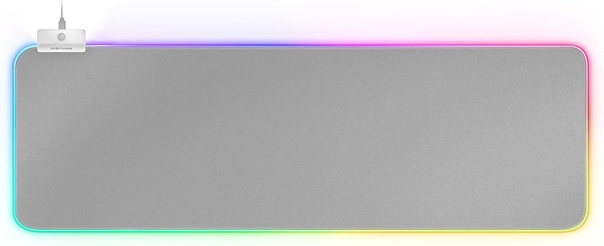 SnelShoppen - XXL RGB Muismat met 12 Modi, Nano-Textiel, 2 USB 2.0 Hub, Wit-Zilver - Perfect voor Gaming en Thuisgebruik