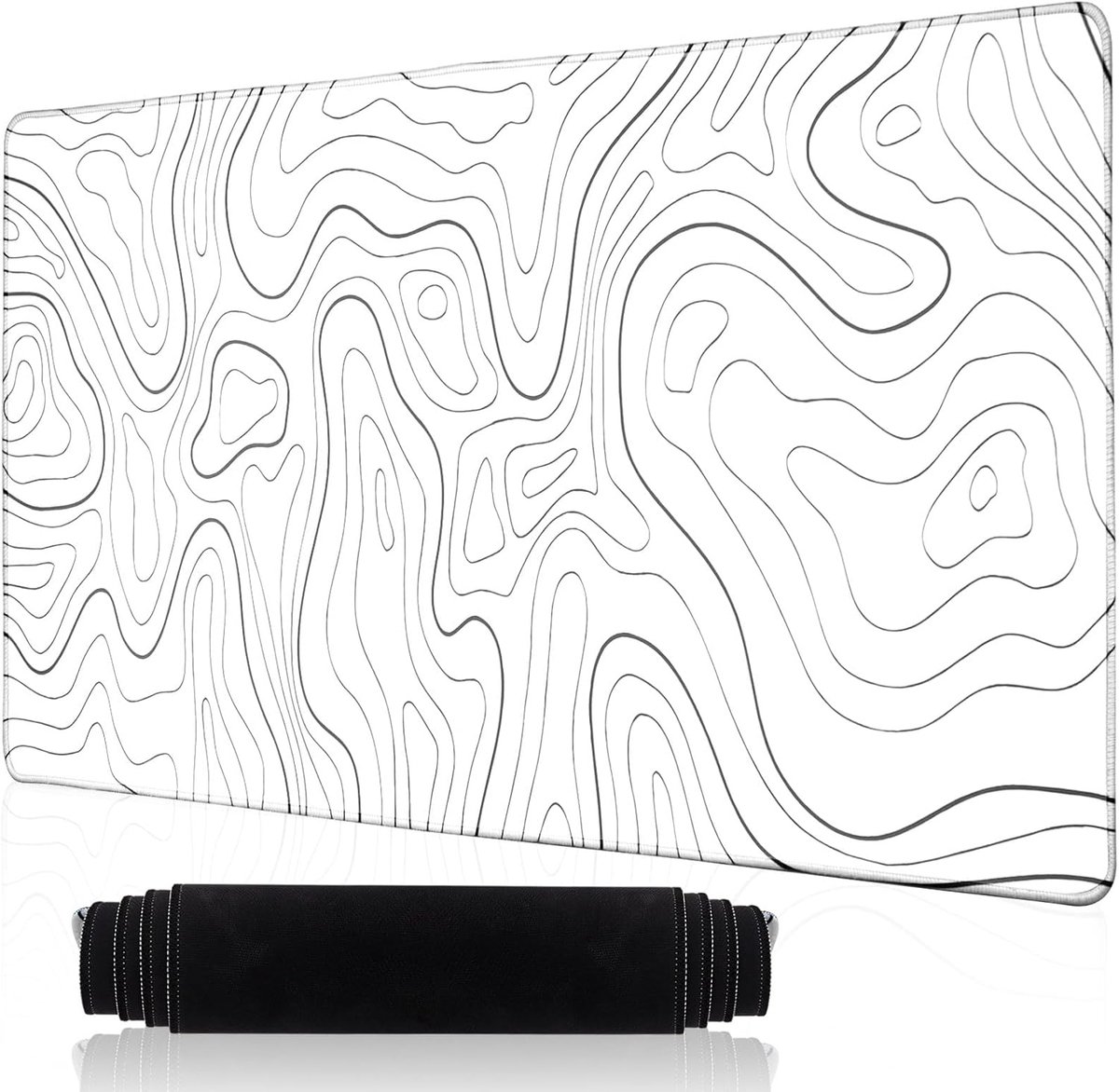 SnelShoppen - XXL Gaming-muismat 900x400mm, Antislip, Vloeibaar Design, Hoge Resolutie, Wit Bureaumat voor Gamers, Desk Setup, PC, Laptop