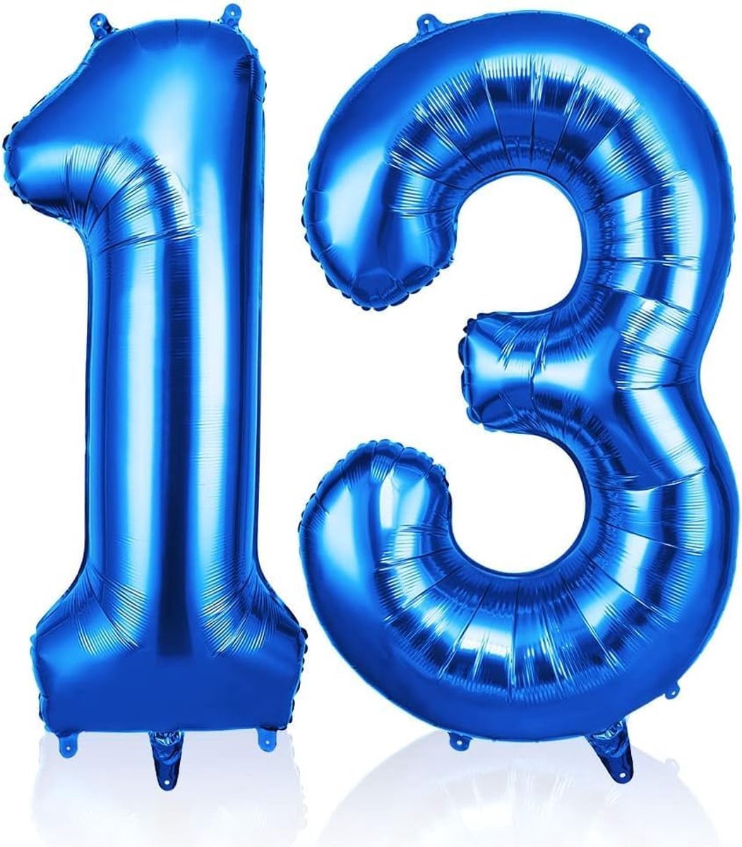 Thijox - OFFCUP Heliumballonnen 40 inch Cijferballonnen Blauw - Aluminiumfolie Ballonnen voor Verjaardagen, Bruiloften en Feestdecoraties - Herbruikba