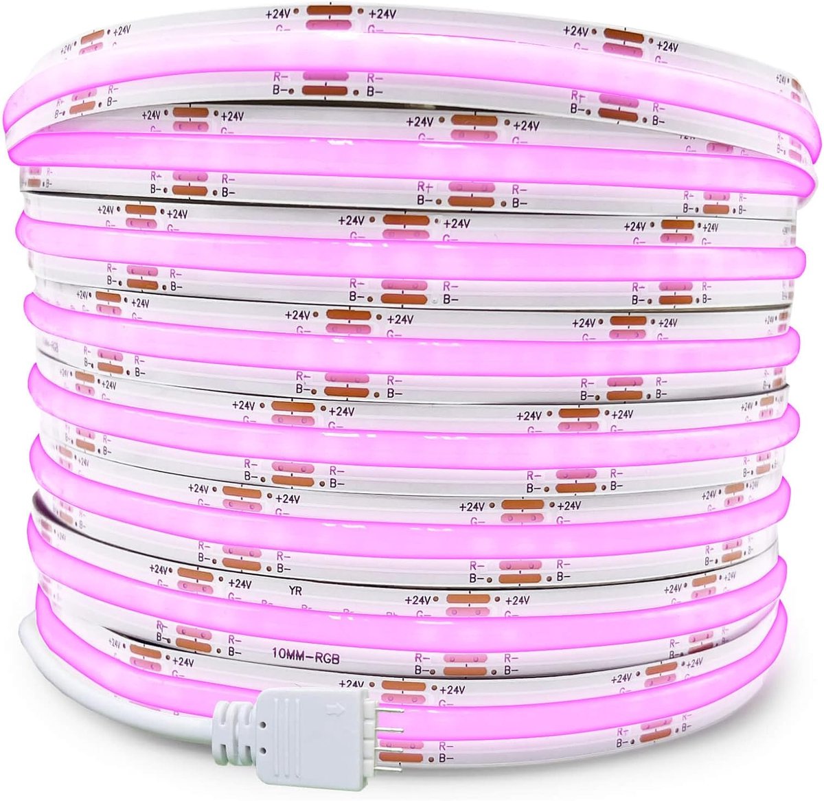 SnelShoppen - 10m DC 24V COB RGB LED Strip - Dimbaar, Flexibel, Hoge Dichtheid, 672 LEDs/m, Kleurveranderende Verlichting voor Feesten, Tuin, Keuken,