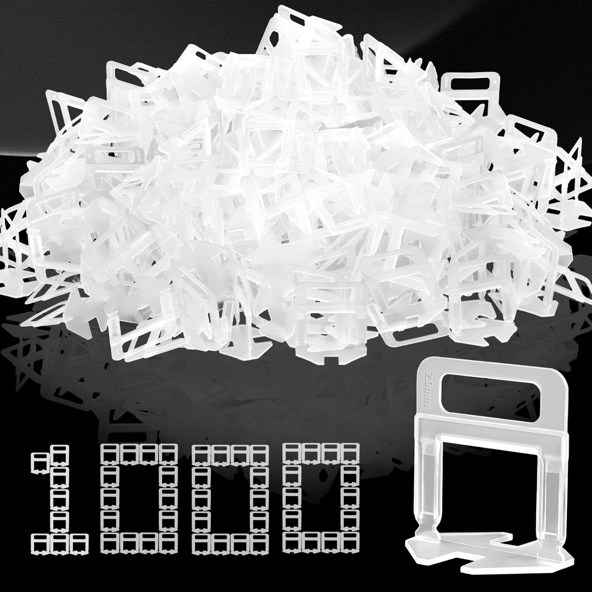 Inovra- Tegelnivelleringssysteem 2 mm - 1000 Stuks - Leveling Clips - Tegeldikte 3-15 mm - Nivellering Lussen - Geschikt voor Vloer/Wandtegels - Tegelclips