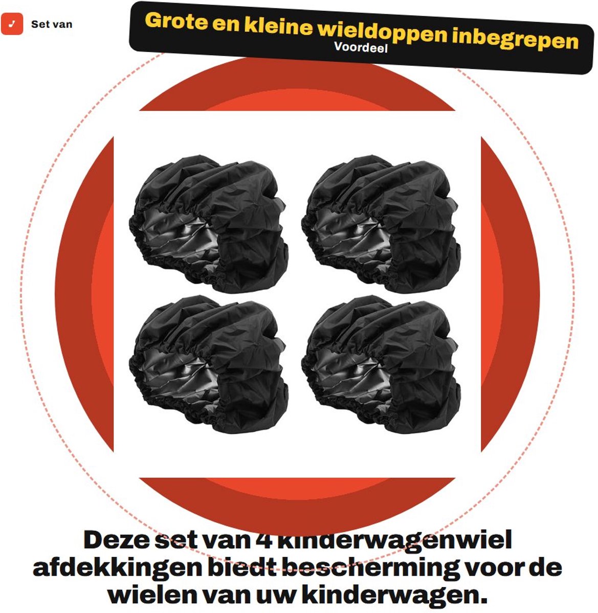 Dailygoods- Wielenhoesjes 4 Stuks - Beschermende Wielen Afdekking - Vergrote Wieldop - Klittenbandsluiting - Oxford-Stof - 100% Gloednieuw - Wielafdekking