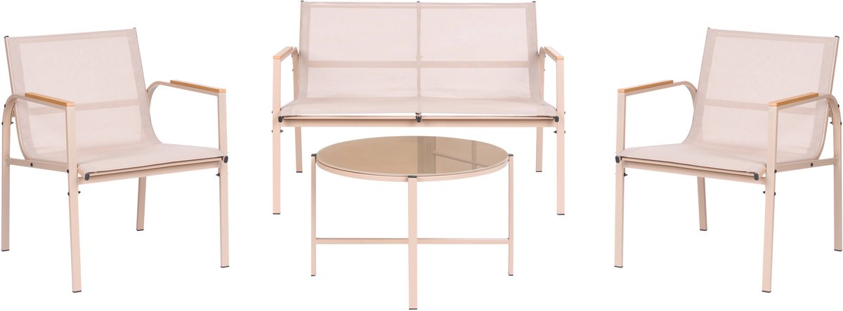 LEDRO - Loungeset 4-zits - Beige - Staal