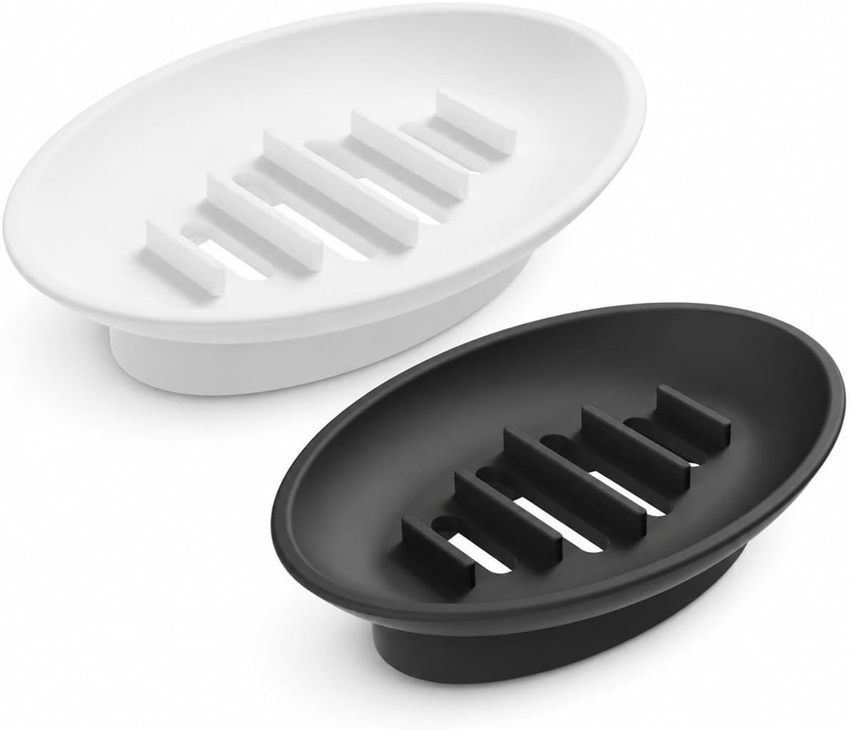 VHV - Zeephouder - Set van 2 Siliconen Zeepbakjes - Zwart Wit - Voor Badkamer