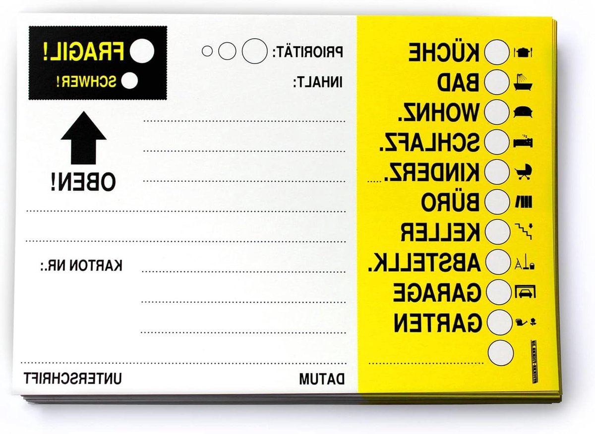 Verhuisstickers - Labels Dozen - Verhuizing Organiseren - Scheurvast Vinyl - 50 Stuks - Wit