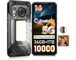 Robuuste smartphone - OUKITEL WP500 - 6,78'' FHD+ scherm - 32GB RAM - 1TB ROM - 10000 mAh 45W - 5G Dual SIM - NFC GPS 2026 nieuw - Zwart