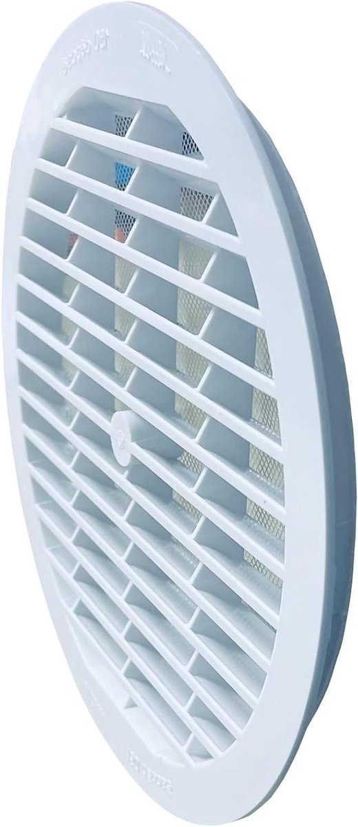 Ventilatie rooster - Rond rooster - Luchtstroom regelen - Met insectenwering - 175 mm diameter - Wit