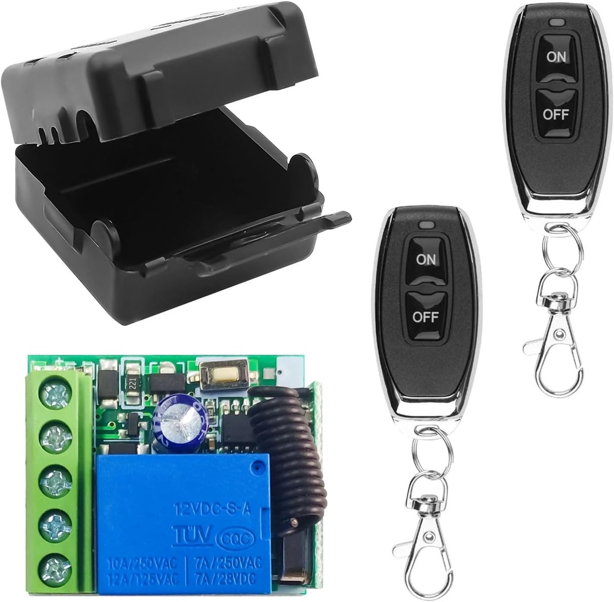 Draadloze afstandsbediening 433MHz, DC 12V 1CH RF ontvanger met relais en zender, lange afstand voor garagedeuropener en andere toepassingen