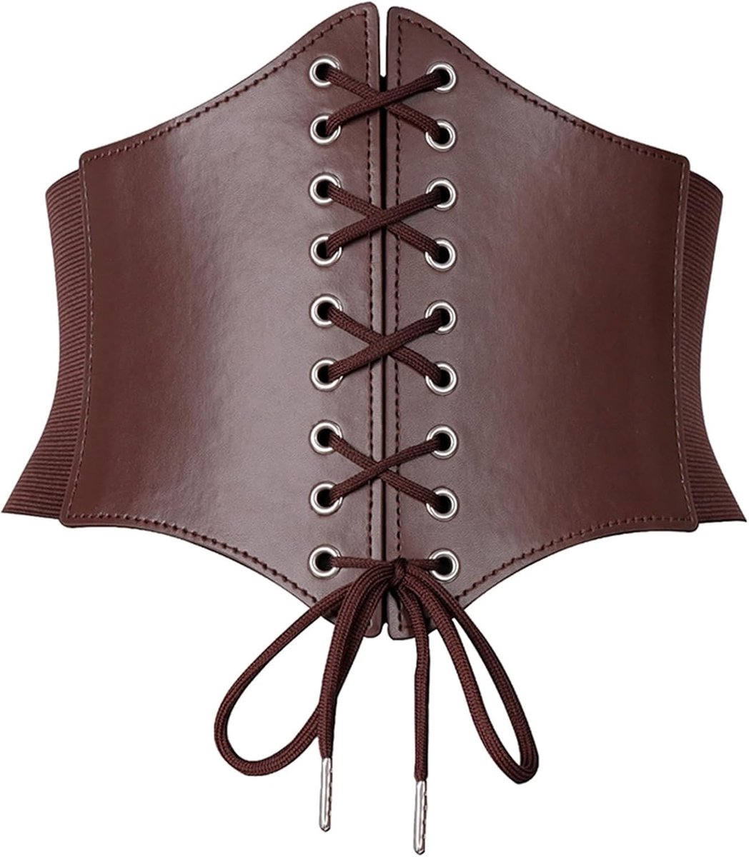 Elegante Onderbust Corset Tailleband voor Vrouwen, Perfect voor Halloween en Feestjes, Bruin en Verstelbaar