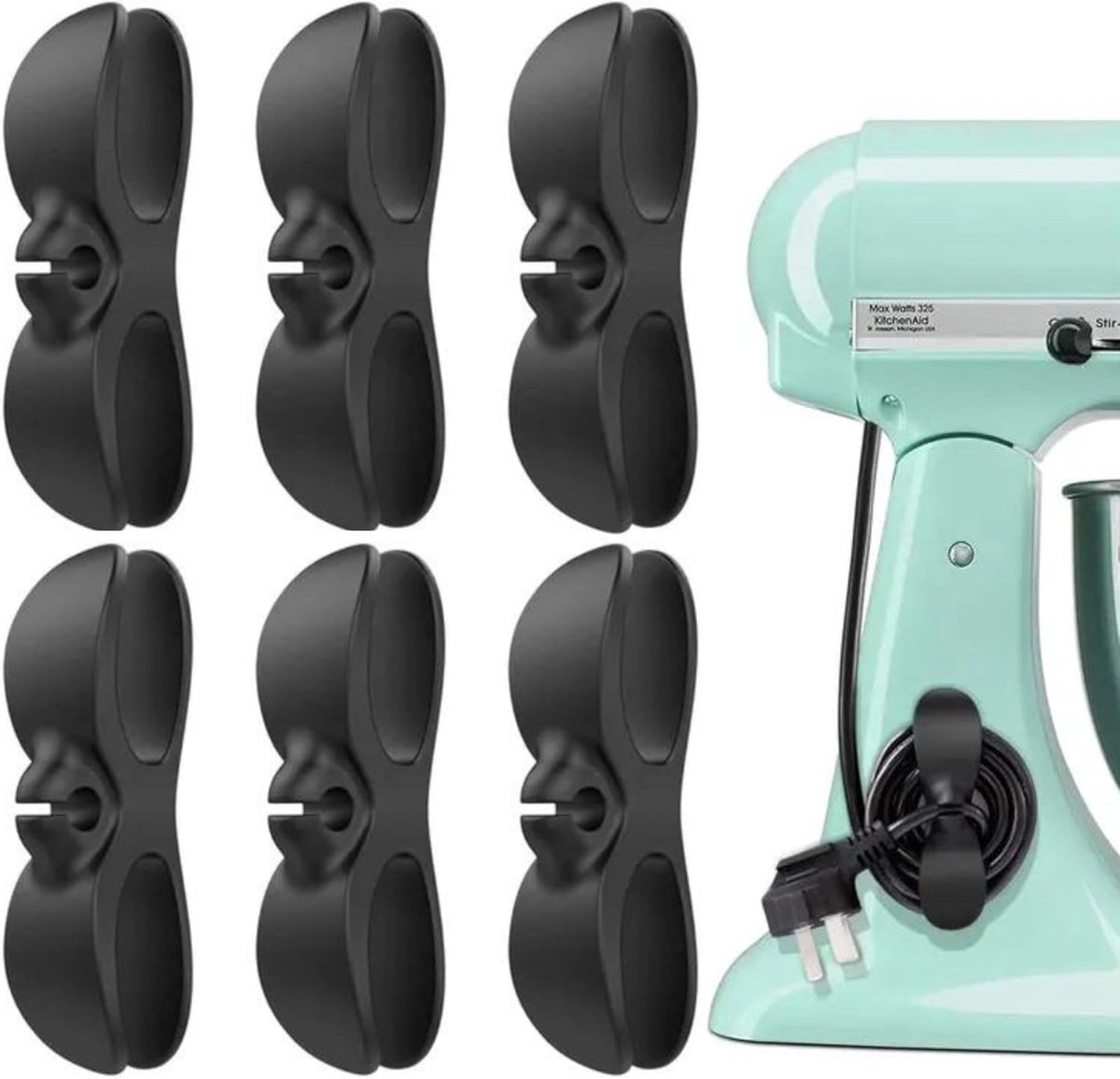Thijox - Kabelorganizer Zelfklevend - 6 Stuks - Ideaal voor Huishoudelijke Apparaten - Kabelopwikkeling voor Keuken en Bureau - Kabelbeheer en Verberg