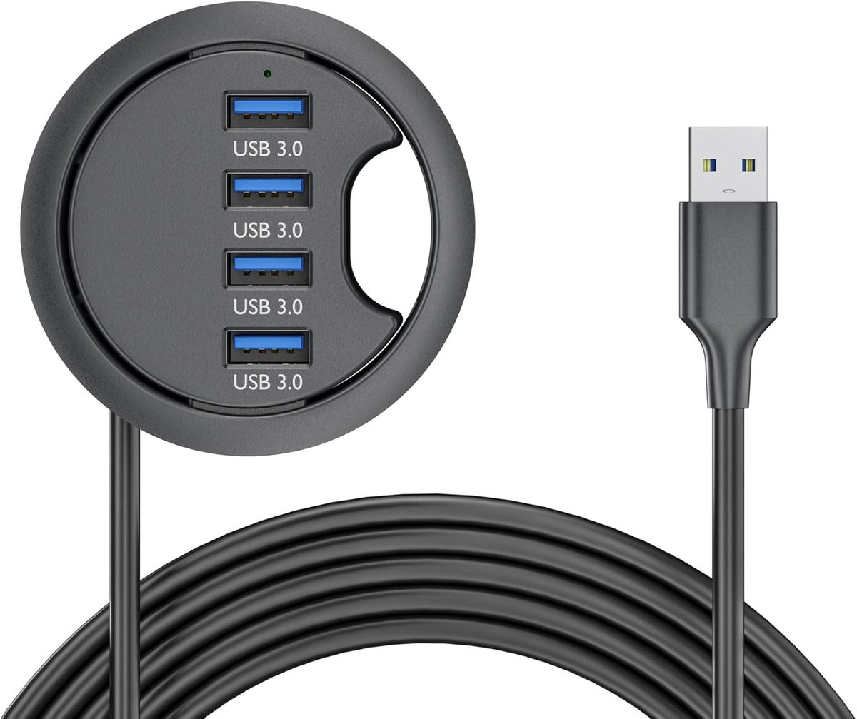 SnelShoppen - USB 3.0 Hub 4 Poorten - Desktop Splitter Dock Station - Plug & Play voor PC, Laptop, Mac, Tablet, Telefoon - Universele Compatibiliteit