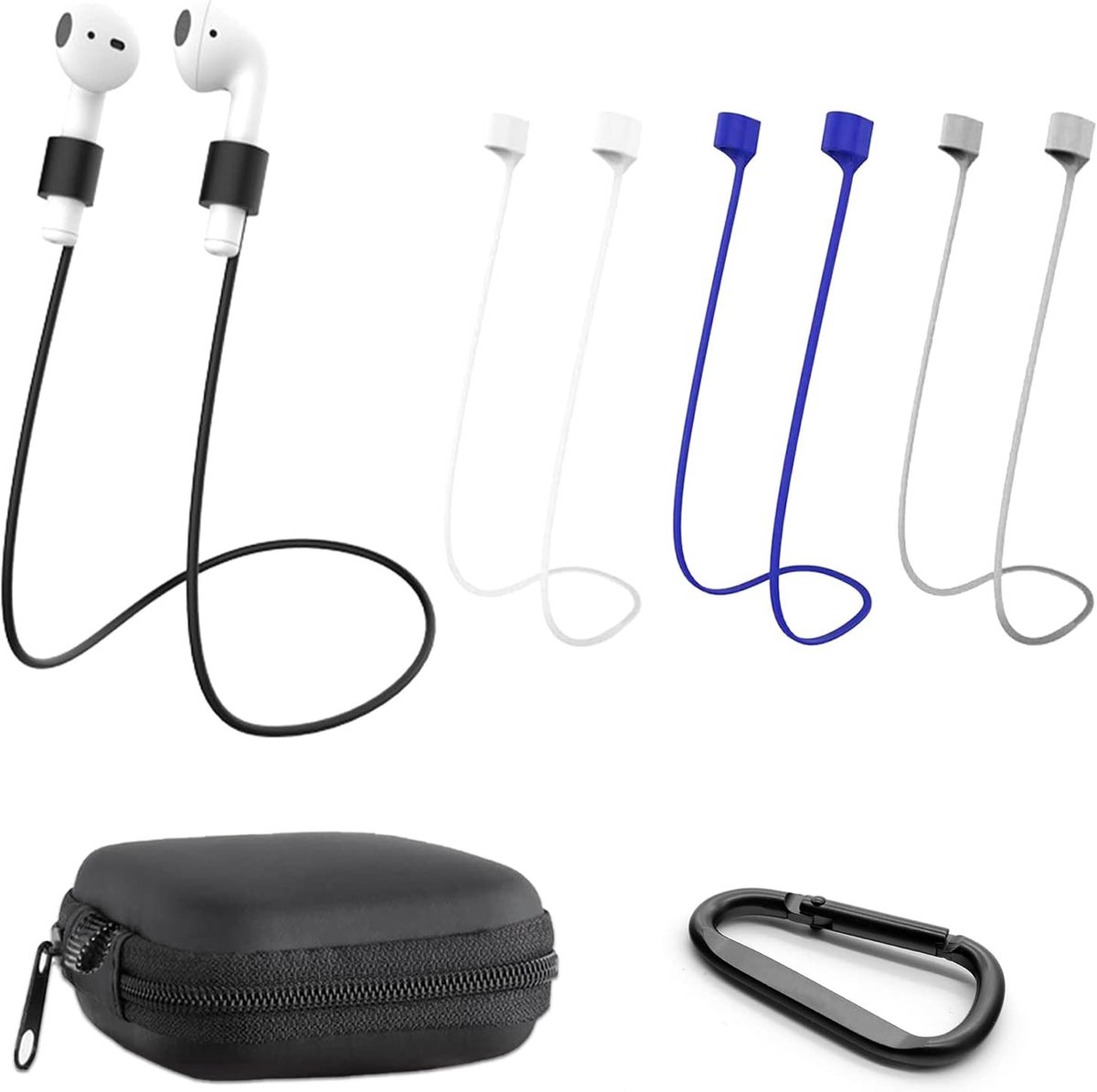 SnelShoppen - 4 Anti-Verlies Magnetische Riemen voor Draadloze Hoofdtelefoons en Oortelefoons - Siliconen Lusriem - Ideaal voor Thuis, Sport en Reizen