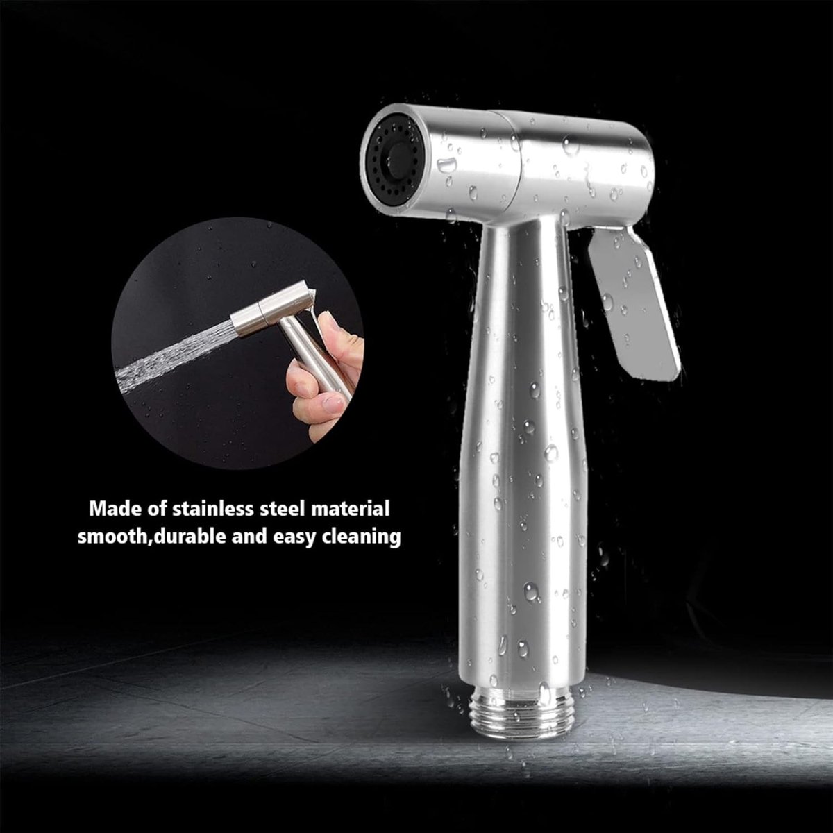 Handheld bidet spuit, roestvrij staal, wandmontage, 12.5 x 5.5 cm, voor toilet en badkamer hygiëne, eenvoudig te installeren en gebruiksvriendelijk