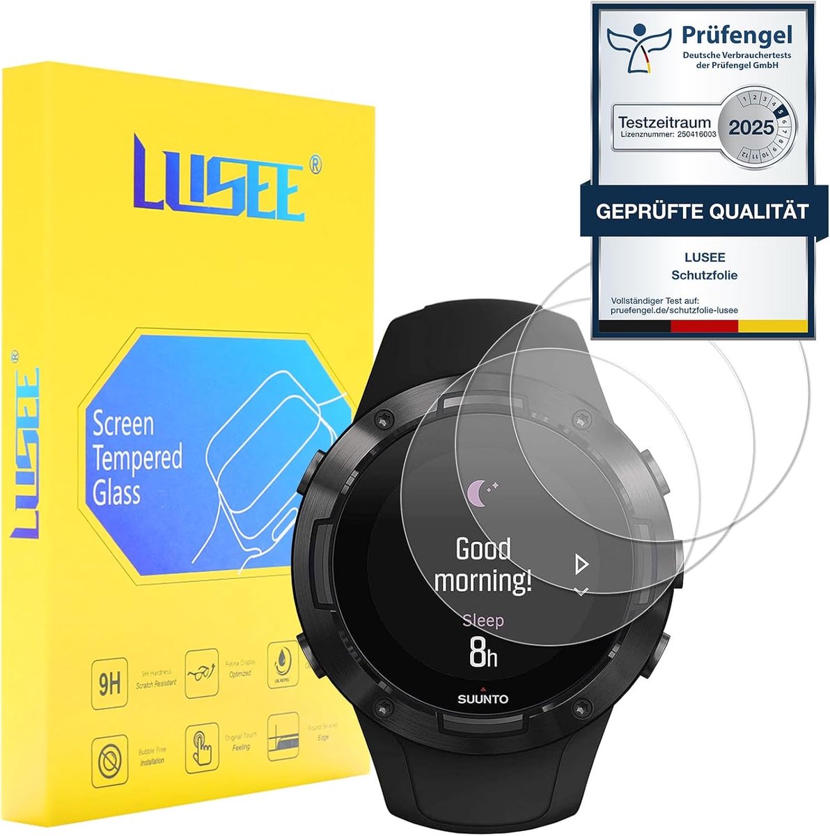SnelShoppen - Pack van 3 Tempered Glass Screen Protectors voor Smartwatches 37 mm - Universele 9H Hard Glass, HD Helder, Krasbestendig, Anti-Vingerafd