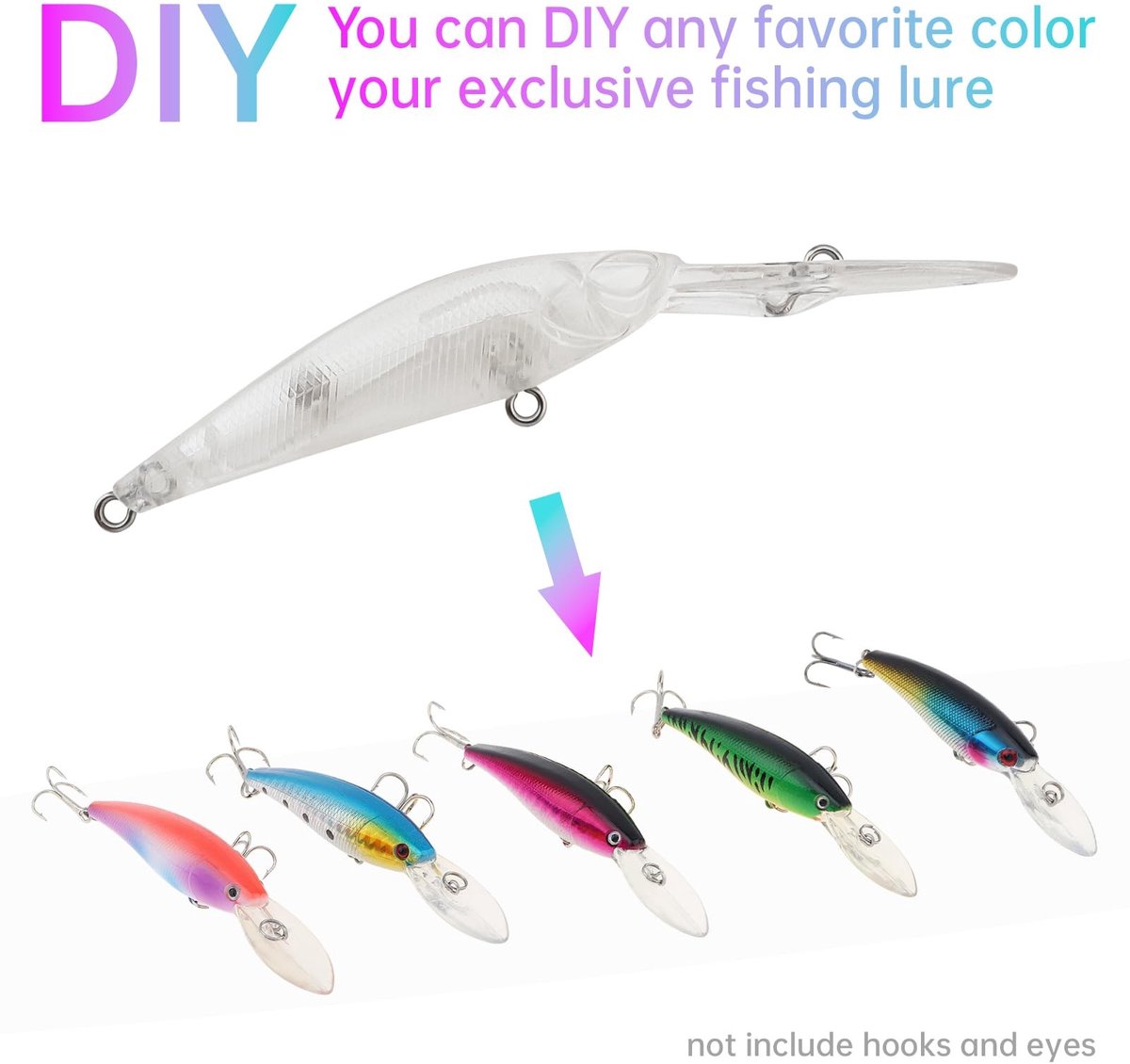 Dailygoods- Visspaties Set 20 Stuks - Ongeverfd Kunstaas - Topwater Crankbait - Drijvende Tackle - 3D Ogen - 9,4 cm/5,4 g