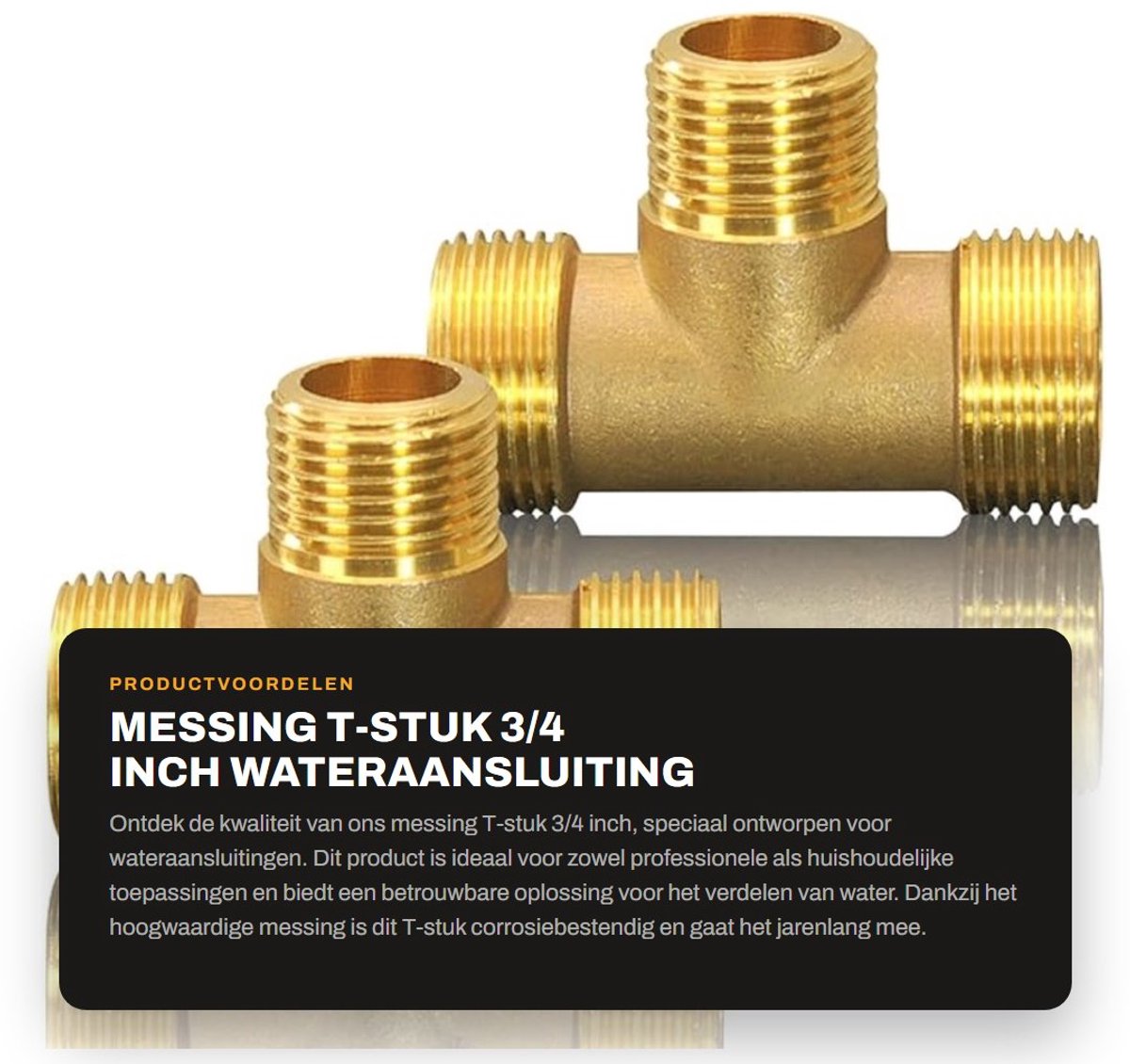 Dailygoods- T-stuk 90° messing - 3/4 inch - DN20 - wateraansluiting - afvoer - sterke corrosiebestendigheid - Messing Fittingen
