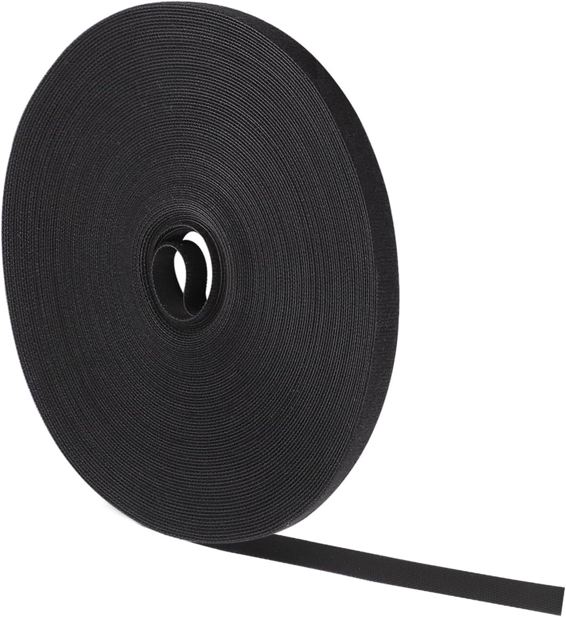Dailygoods - 25m Klittenband kabelbinder, 10mm kabelbinder met klittenband, hersluitbaar klittenband voor kabelorganisatie (Zwart)