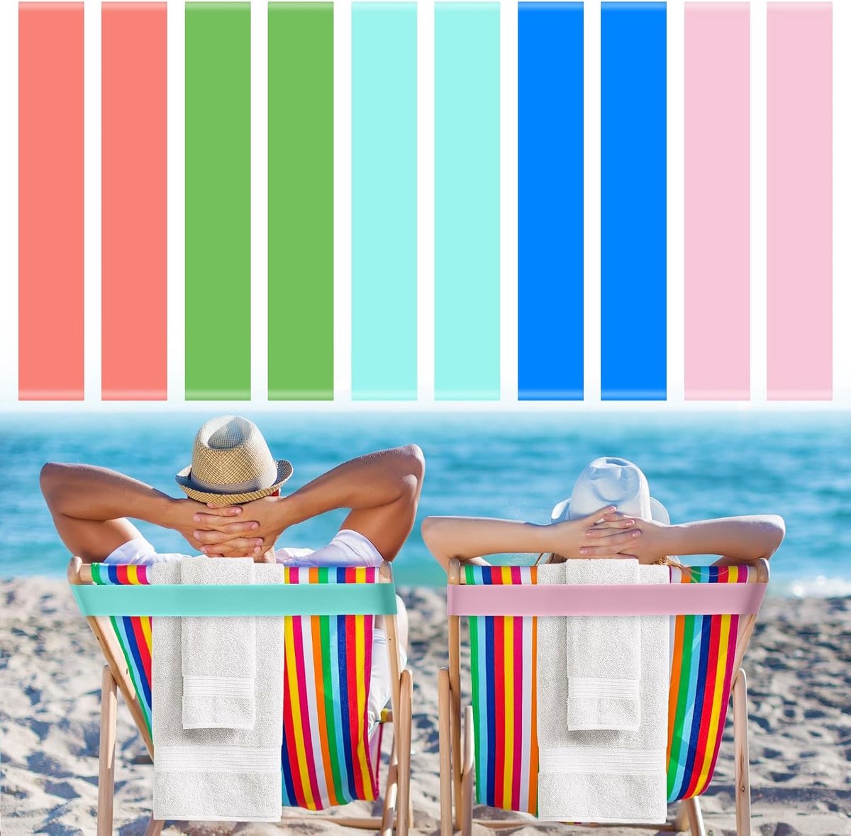 Classicseali 10 stukken handdoekbanden voor strandstoelen, strandhanddoekhouder, clips, strand- en campingstoelen - ShopVlot