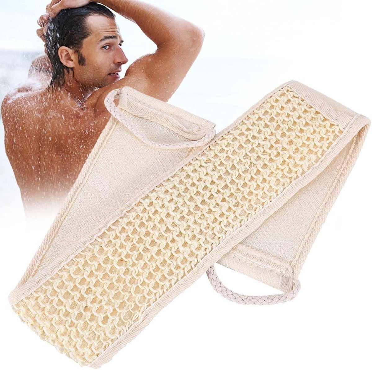Exfoliërende Luffa Achterband voor Bad en Douche, Massage Scrubber voor Huidverzorging, Ideaal voor Dode Huid Verwijderen en Ontspanning voor Mannen en Vrouwen