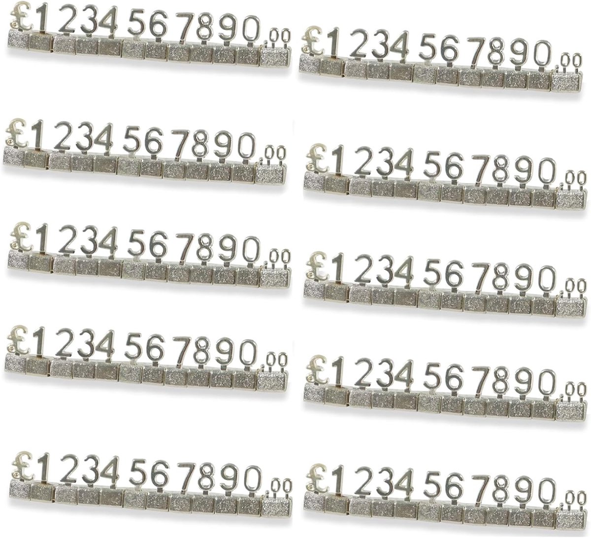50 Stuks Digitale Prijskaartjes 3D Metalen Rekken Verstelbare Prijs Kubus Kit voor Winkel Display, Sieraden en Horloge Etiketten in Zilver