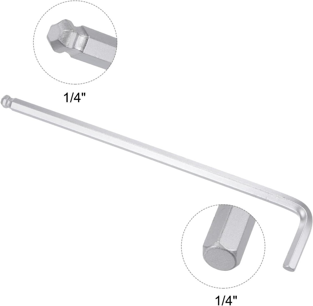 L-vormige lange arm 1/4" bal eind inbus sleutel, 40Cr gereedschap voor reparatie, 5-delige set voor precisiewerk