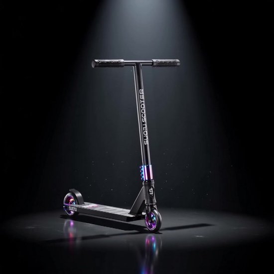 Suotu Stuntstep - Step - Kinderstep - Silent axle - Speelgoed Jongens/Meisjes - Maximale stuurhoogte: 78 cm - Aluminium - Zwart/NEO