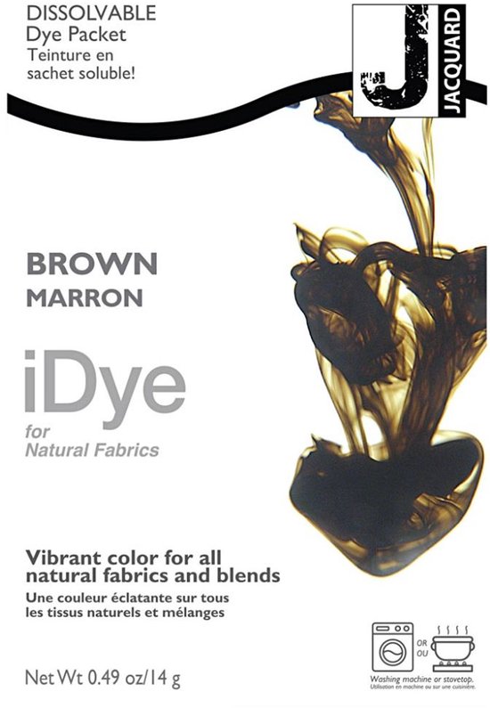 Teinture iDye marron pour tissus naturels, 14 grammes. Couleur éclatante pour tous les tissus naturels et mélanges.