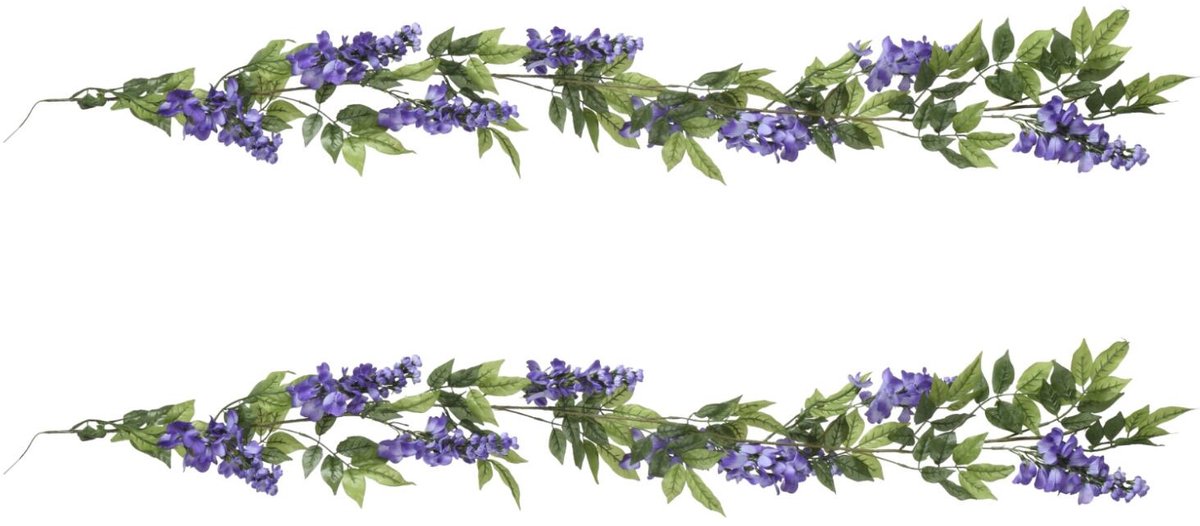 Decoris plantenslinger - 2x - blauw - blauwe regen / wisteria - 150 cm - kunstplanten