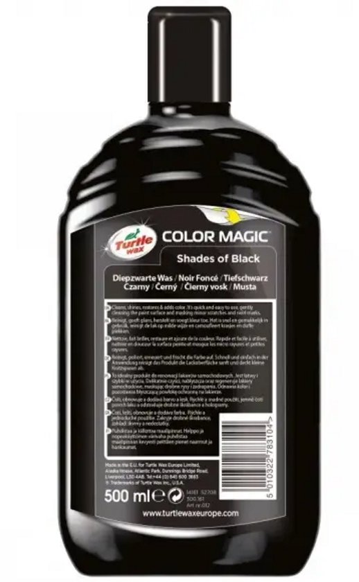 Turtle Wax Color Magic Diepzwarte Was fles van 500ml.