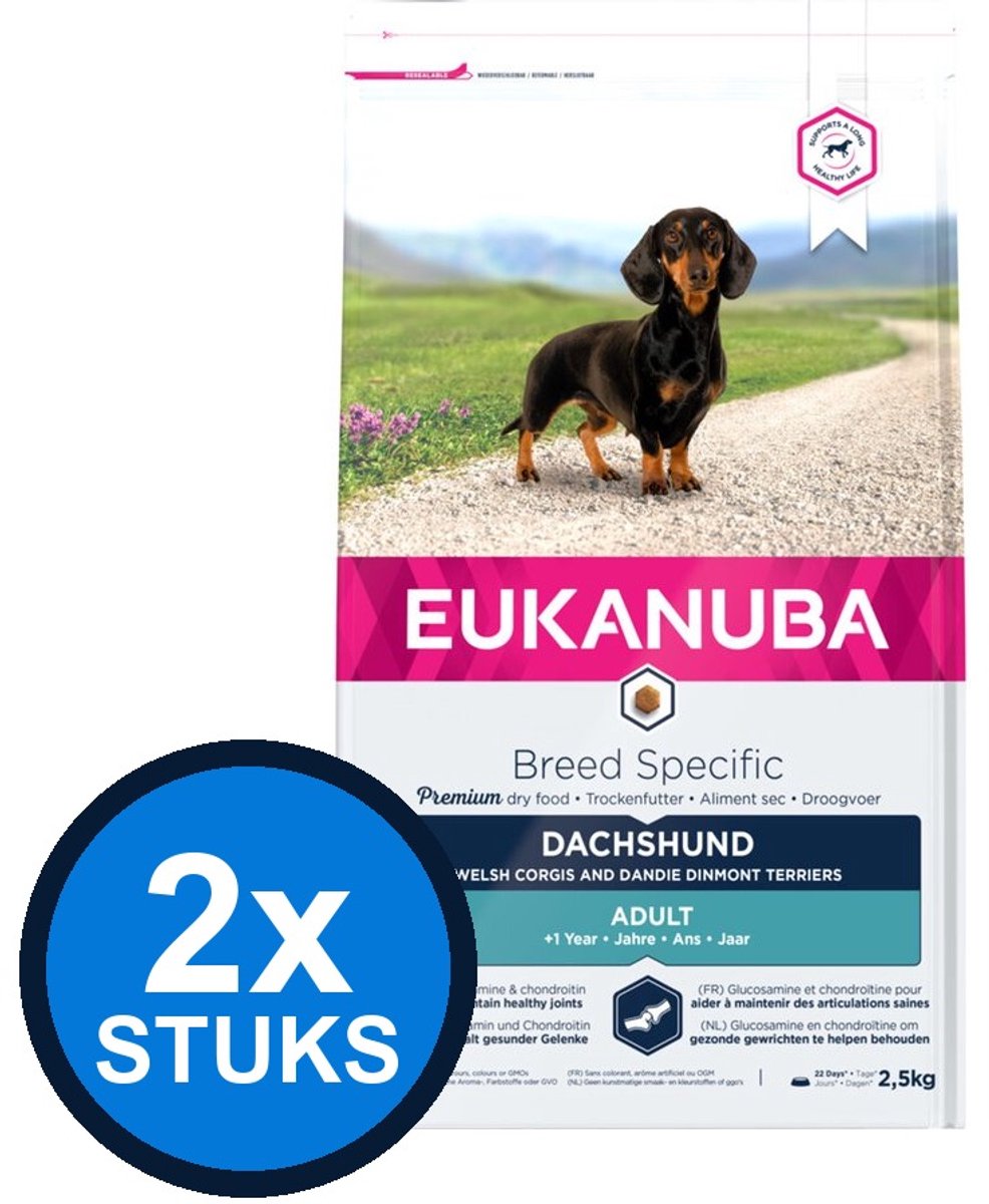 Eukanuba Eukanuba - Dog Adult Dachshund/teckel Chicken - Hondenvoer Droogvoer - 2.5 kg