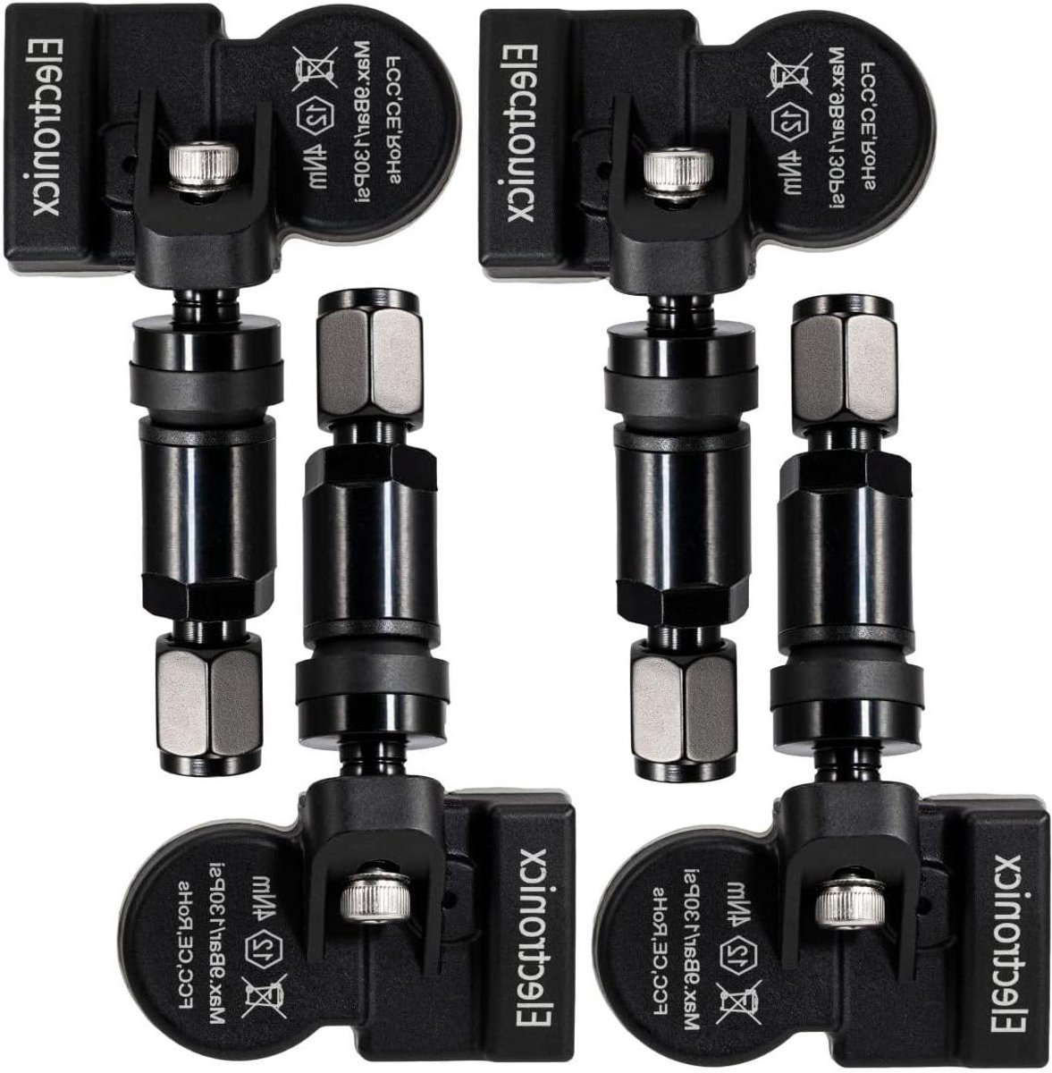 Bandenspanningssensoren 4 Stuks - TPMS RDKS - Veiligheid Voertuig - Voorgeprogrammeerd Plug & Play - 433Mhz - Zwart