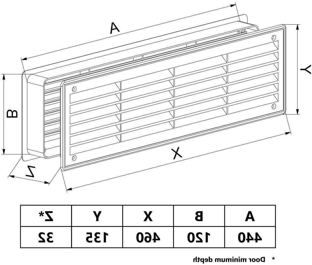 Ventilatierooster Deurloos Beuken Kunststof 460x135mm Dubbelzijdig Onzichtbaar