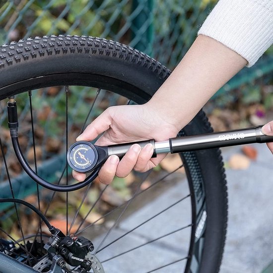 Fietspomp 120 psi hogedruk luchtpomp met manometer voor Presta- en Schrader-ventielen - Beste CXWXC optie Fietspomp — afbeelding 2