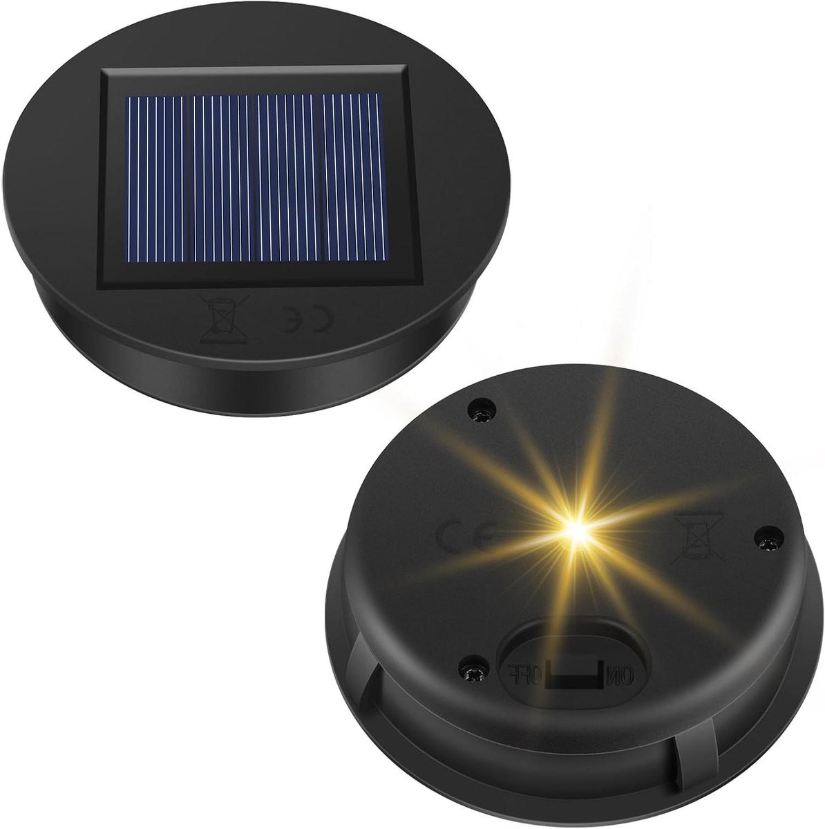 Reserveonderdelen Zonnepaneel - Solar Lamp Deksel - Tuinverlichting Herstellen - Automatisch Aan/Uit - Diameter 8 cm - Zwart