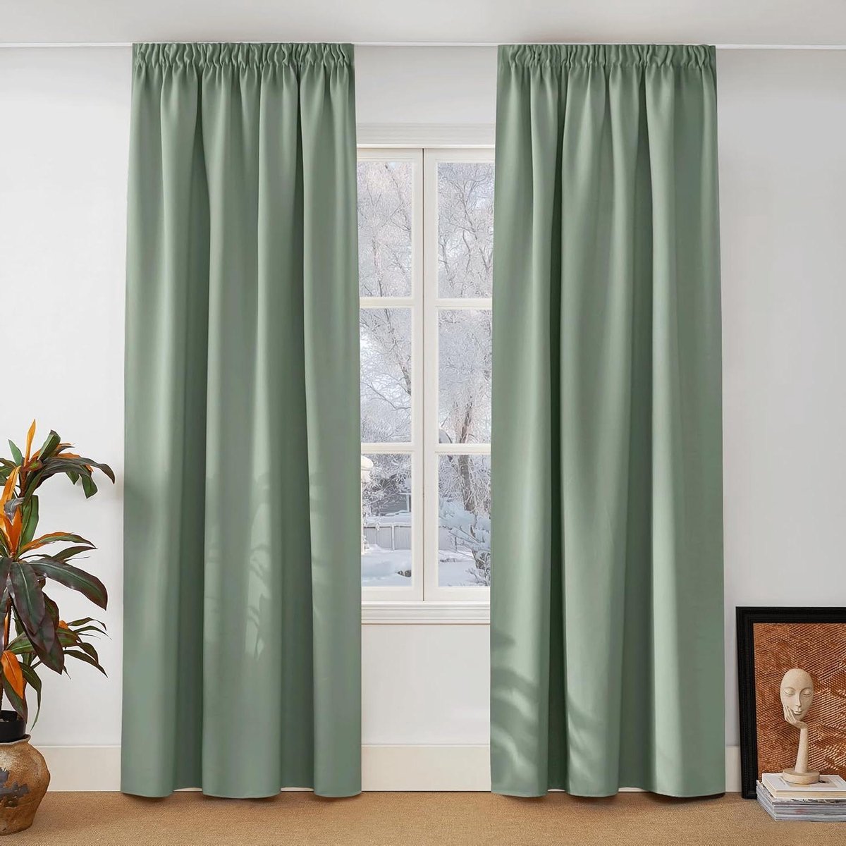 Verduisteringsgordijnen - Gordijnen set - Slaapkamer decoratie - Warmte isolerend - 2x 140x245cm - Groen
