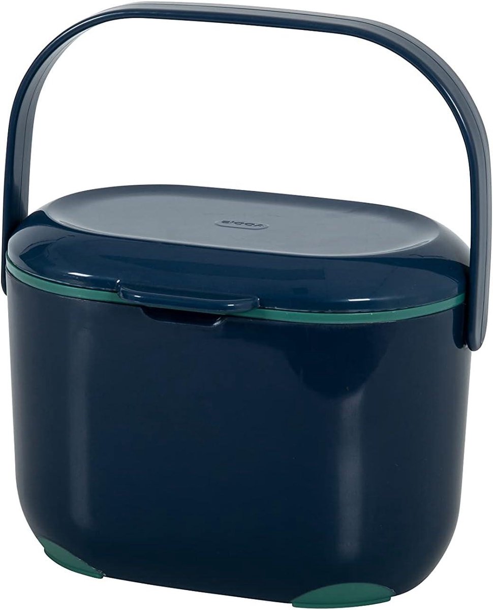 Compostemmer Keuken - Afvalbak GFT - Voedselresten Verzamelen - Afneembaar Deksel - 25 Liter - Inktblauw